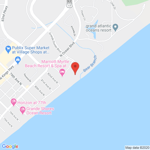 Map of area surrounding Marriott – Grande Dunes Myrtle Beach