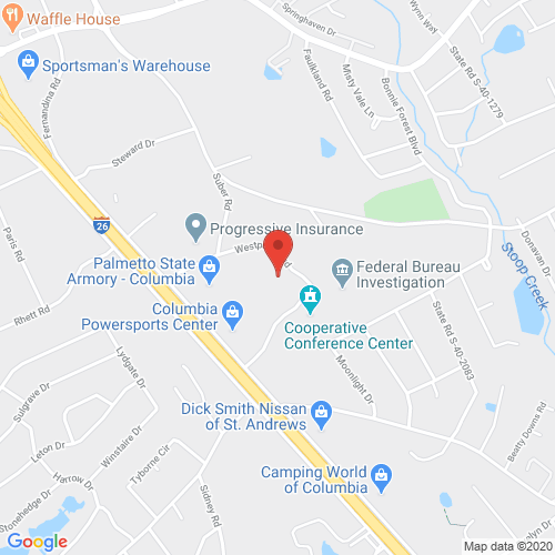 Map of area surrounding South Carolina Medical Association