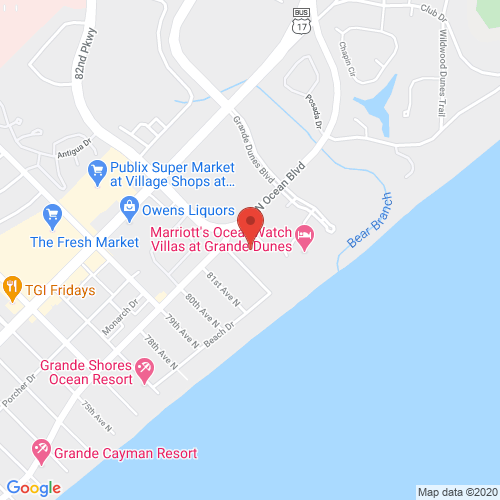 Map of area surrounding Marriott Myrtle Beach Resort & Spa at Grande Dunes
