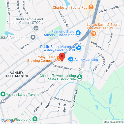 Map of area surrounding Frothy Beard Brewing - Charleston